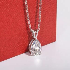 Home Moissanite Kalung Pria Wanita : 14K White Gold 2.5 Carat Pear Teardrop Cut D Color Diamond Necklace With Certificate Jewelry