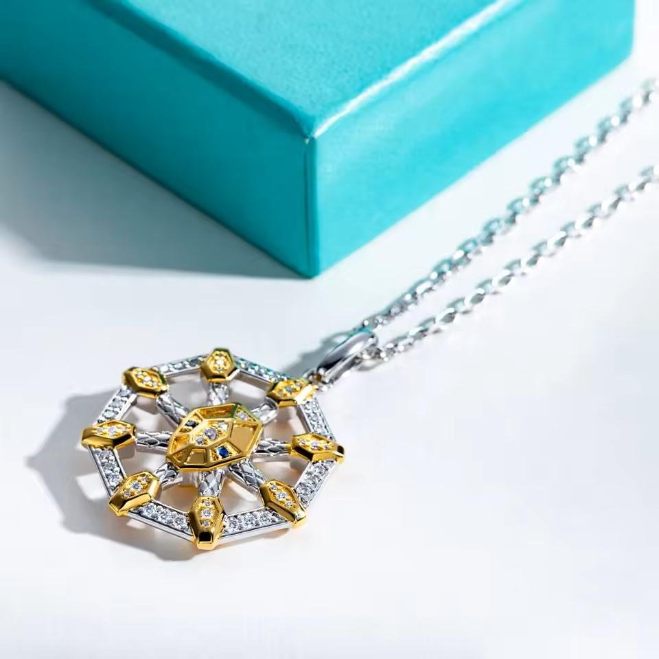 0bb1be1c68e7419383248d3f6358f7f9~ Moissanite Kalung Pria Wanita : Enamel Craft Nine Head Chinese Myth Pendant Classic of Mountains and Seas 925 Sterling Silver Necklace - Image 2