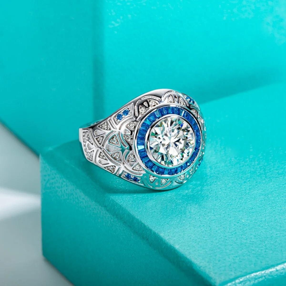 45a77a64-e1d9-4dba-a94e-a432c17fc6e9 Moissanite Cincin Pria Wanita : 3ct D Color Diamond Engagement Ring Jewelry Gifts - Image 2