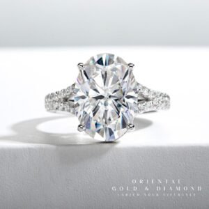 Moissanite Cincin Pria Wanita : 8 Ct D Color Oval Engagement Wedding Ring Women Jewelry