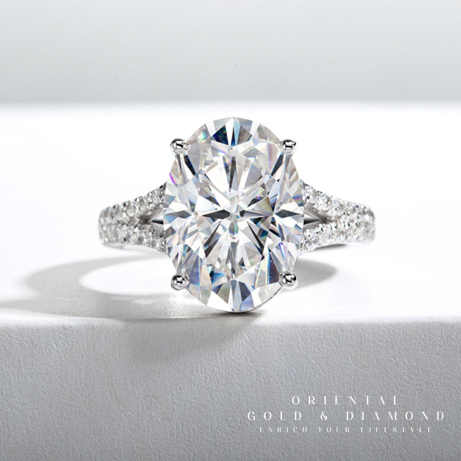 47bc0880-81a5-49da-87ba-9dcf2e2a6408 Moissanite Cincin Pria Wanita : 8 Ct D Color Oval Engagement Wedding Ring Women Jewelry