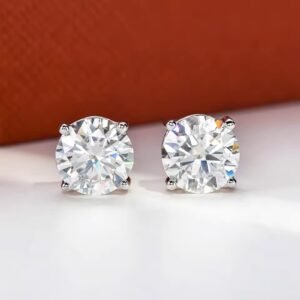 Moissanite Anting Pria Wanita : 14K Solid White Gold 8mm 4ct D Color Stud Earrings For Women Jewelry With Certificate