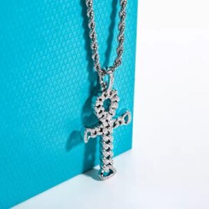 Moissanite Kalung Pria Wanita : D Color 925 Sterling Silver Intertwined Cross Pendant Layered Hip Hop Necklace for Men New Age Dope Jewelry