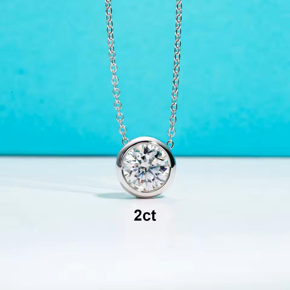 4ddae4b0ee0b494a8d61e79ce67fae9c~tplv-aphluv4xwc-origin-jpeg Moissanite Kalung Pria Wanita : D Color Bezel 18K Gold Plated Pendant Necklace 925 Sterling Silver - Image 3