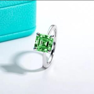 Home Colombian Cultivated Emerald Cincin Pria Wanita : 3ct 8*8mm Asscher Cut Engagement Rings Gold Plated S925 Silver Classic Rings For Women