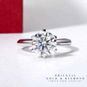 Moissanite Cincin Pria Wanita : 14K White Gold 3ct D Color Engagement Rings Wedding Gift