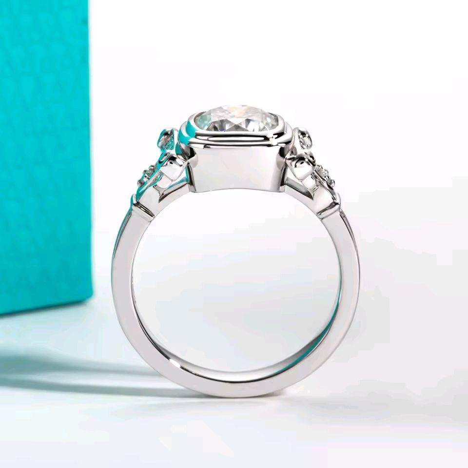 632e43492dd841c08f4cb736668b6bf0~ Moissanite Cincin Pria Wanita : 2ct Cushion D Color 925 Sterling Silver Ring Roman Column Retro - Image 5
