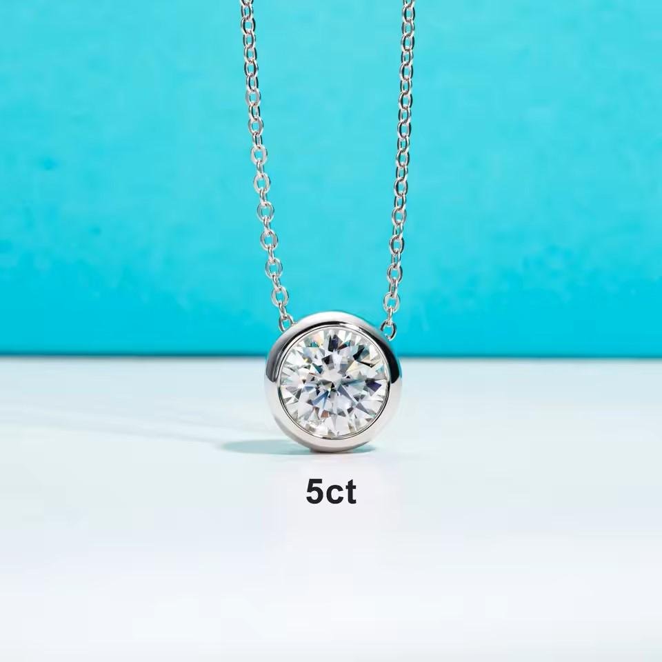 646fbd879fbc47899d5824a058b2937d~tplv-aphluv4xwc-origin-jpeg Moissanite Kalung Pria Wanita : D Color Bezel 18K Gold Plated Pendant Necklace 925 Sterling Silver - Image 5