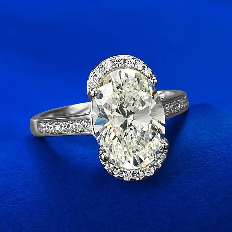 6a187433-babf-42cd-bd39-31e5593149d1 Moissanite Cincin Pria Wanita : Oval 3.5 Carat Diamond Engagement Rings For Women Jewelry - Image 4