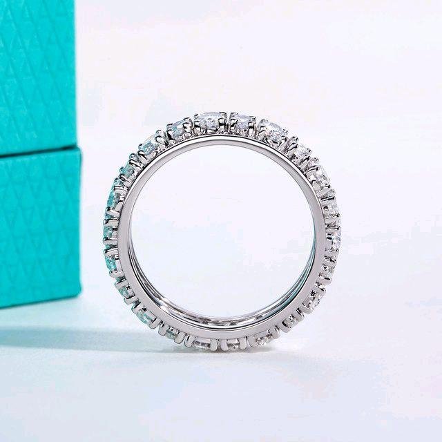 71ac94f54b7343a4bee3b20424b01f59~ Moissanite Cincin Pria Wanita : 0.3ct Oval & 0.2ct Marquise D Color 925 Sterling Silver Wedding Band Eternity Ring - Image 4