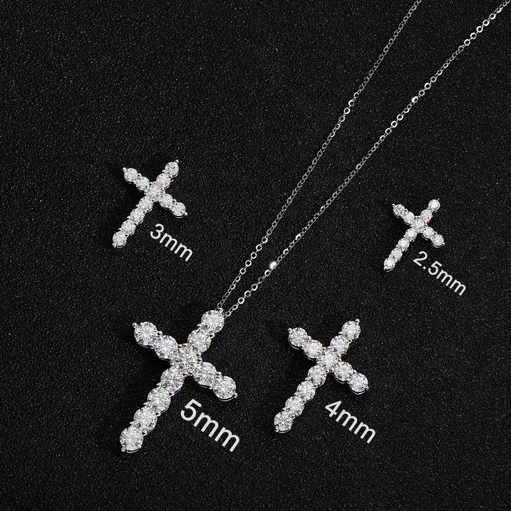 71b8ad41-ec21-4e7d-b362-9df98587b165 Moissanite Kalung Pria Wanita : Cross Pendant Necklace 925 Sterling Sliver Chain - Image 2
