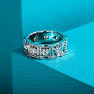 Moissanite Cincin Pria Wanita : D Color 925 Sterling Silver Roman Column Retro Eternity Promise Wedding Couple Rings for Lover