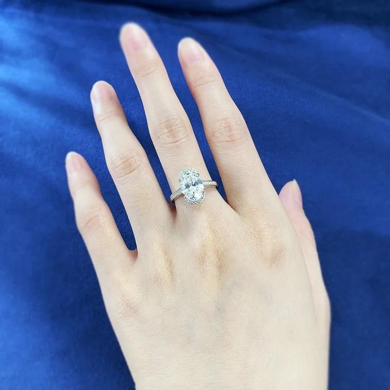 82a0207a-849a-4aa4-a294-150aa79bfd05 Moissanite Cincin Pria Wanita : Oval 3.5 Carat Diamond Engagement Rings For Women Jewelry - Image 5