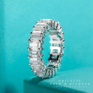 Moissanite Cincin Pria Wanita : 6.3ct D Color Emerald Eternity Wedding Band Rings Jewelry