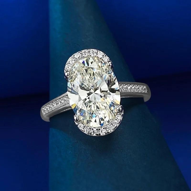 b2b50019-6ab1-46fc-a392-cb6c26c750c6 Moissanite Cincin Pria Wanita : Oval 3.5 Carat Diamond Engagement Rings For Women Jewelry - Image 2
