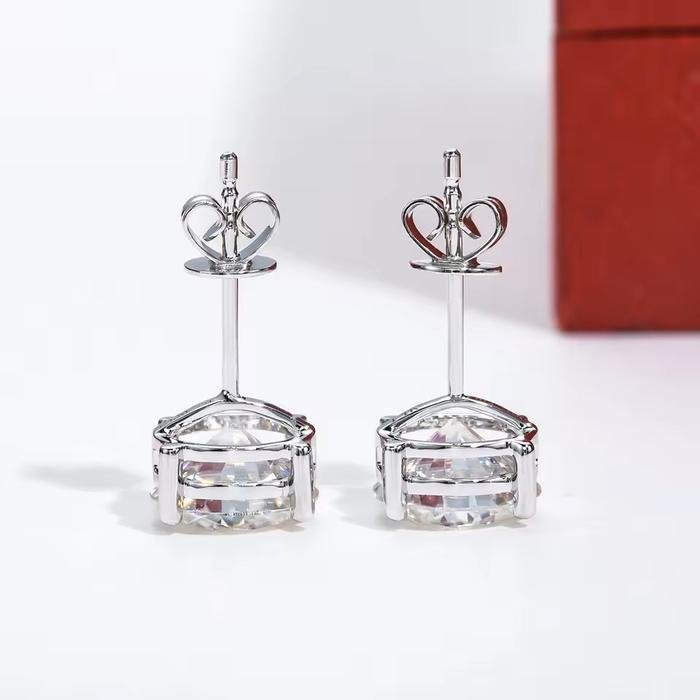 b613648a311d4dcd82eaa6f41cddebc5~ Moissanite Anting Pria Wanita : 14K Solid White Gold 8mm 4ct D Color Stud Earrings For Women Jewelry With Certificate - Image 4