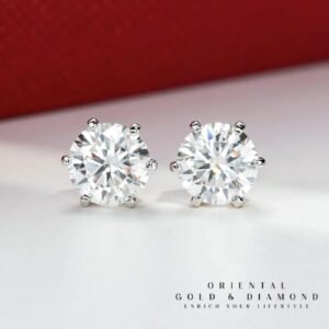 Moissanite Anting Pria Wanita : 14K White Gold 1ct D Color Diamond Stud Earring For Woman