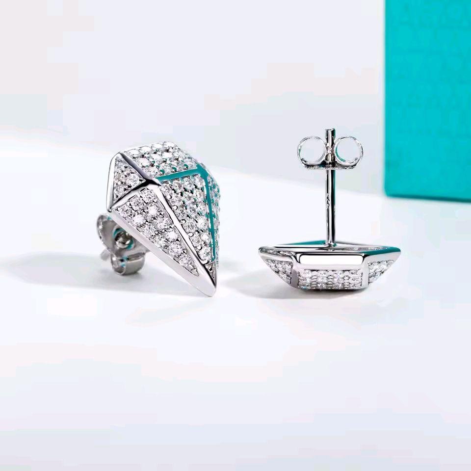 dd0d7a708d0d43bf9e8fb895bd61dc5d~ Moissanite Anting Pria Wanita : Rhombus 0.94cttw Hip Hop Style 925 Sterling Silver Earrings - Image 2