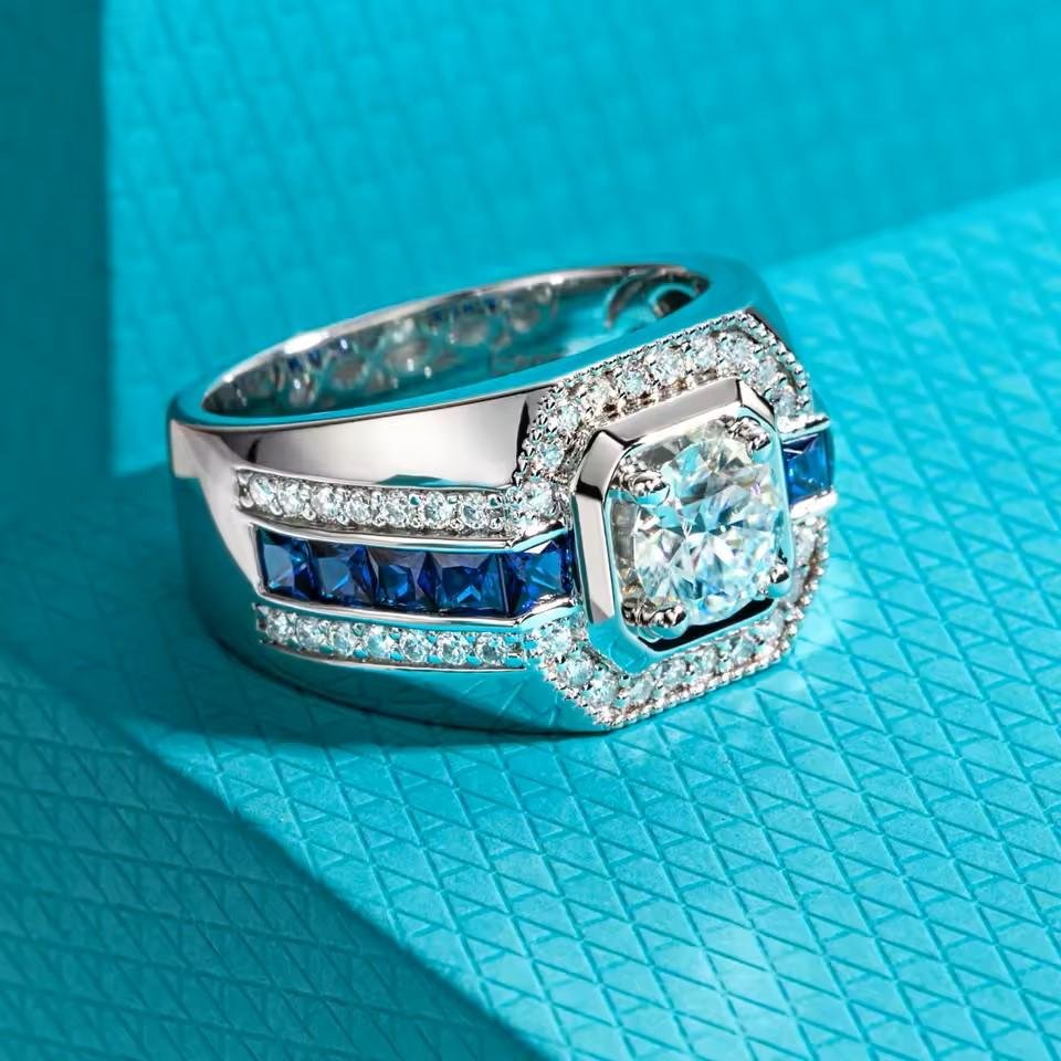 f211984efe3842e1ba5cf0c9f734e53f~tplv-aphluv4xwc-origin-jpeg Moissanite Cincin Pria Wanita : 1ct D Color Men's Ring 925 Sterling Silver Gold Plated Retro Luxury Lab Created Diamond Engagement Ring - Image 2